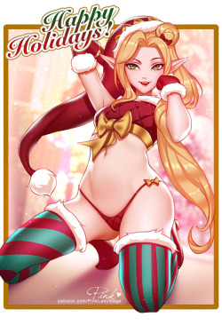 pinkladymage:      ❄  Happy Holidays everyone! Greetings from a rather ambitious Elf called Jinx   ❄    patreon ✮ gumroad ✮ twitter ✮ deviantart ✮ pixiv 