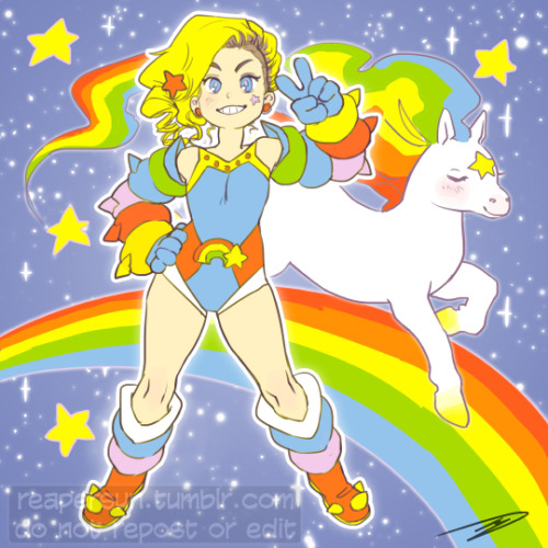 I wanted to draw fight-game Rainbow Brite and her vain piece of shit horse Starlite for awhile; she was my hero when I was little :3