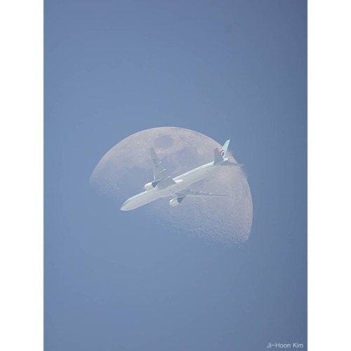 XXX An Airplane in Front of the Moon   Image photo