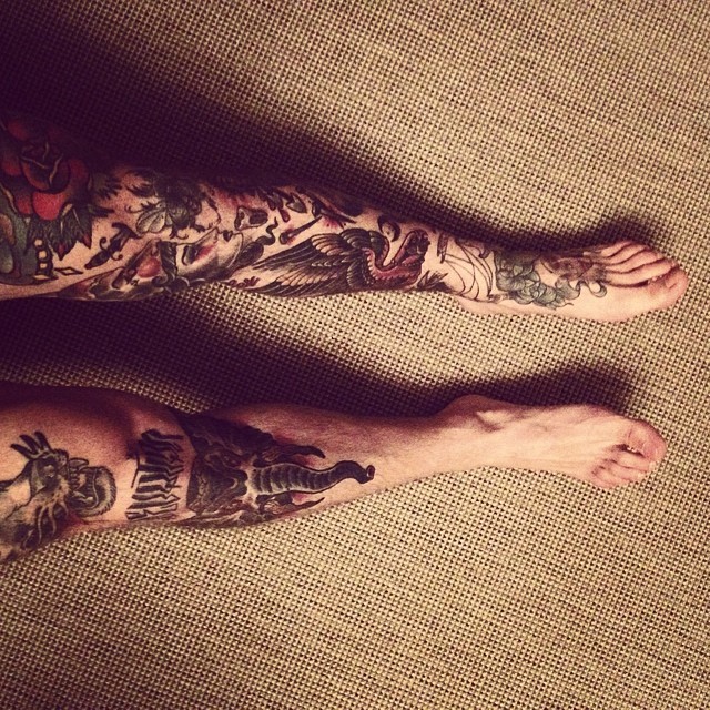 1337tattoos:  my legs submitted by http://mensway.tumblr.com