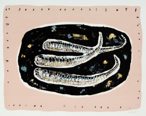 Zoran Mušic, “Fishes,” 1949. Color lithograph.Stone: 11 ¼ x 14 7/8 in. (28.6 x 37.8 cm) Sheet