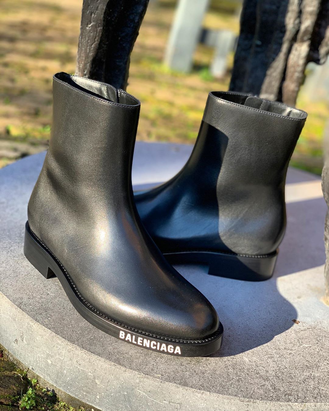 New Mens Balenciaga Black Patinated Leather Boots  eBay