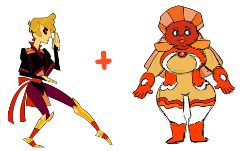 a fun pic with fouronillustration​!i took my gemsona, Tiger’s Eye, and made a fusion with my good fr
