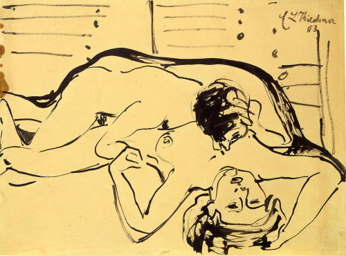 drawpaintprint:Ernst Ludwig Kirchner: Lovers (1903)