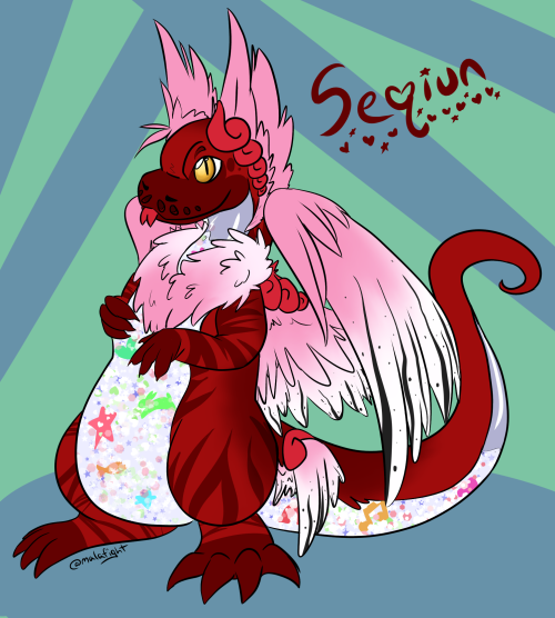 one of my fr dragons, sequin the coatl! you remember those plastic cups with water and glitter in th