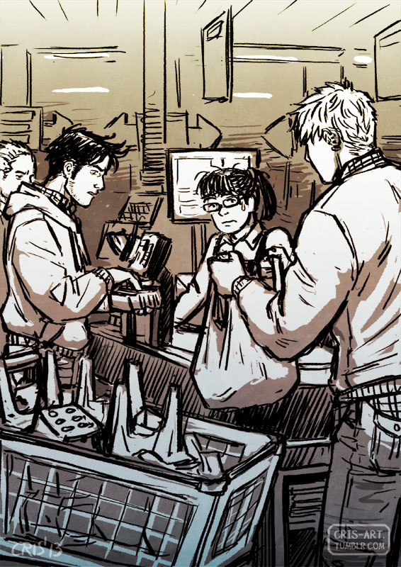 cris-art:  4 Sketches of these two in everyday life after getting their first apartment!