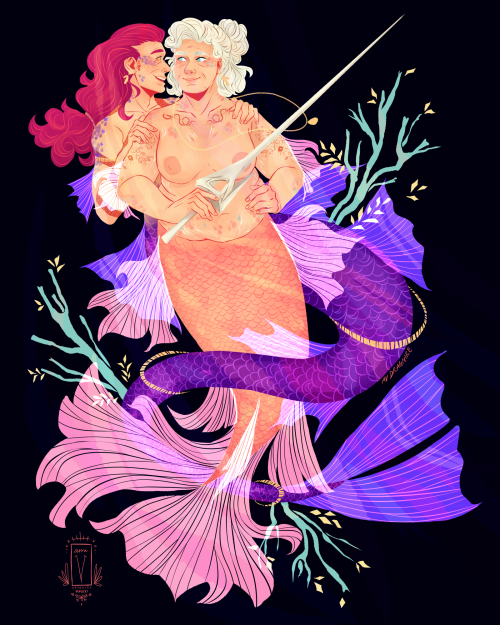 ami-v-dragnire:something something mermaid duel.I never thought that I would do mermay but here we a