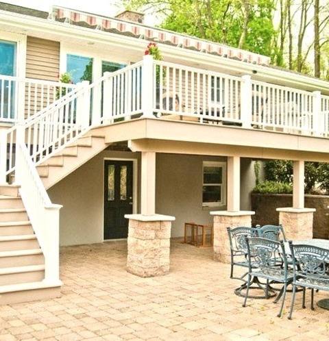 New York Deck CoveredAn Illustration Of A Sizable Traditional Backyard Deck With An Awning