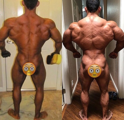 musclegodselfies:  Santiago Almazan, 2011 vs 2016, 30lbs of roid muscle