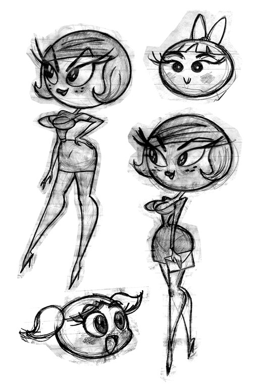 magicsweater:  The Powerpuff Girls sketches featuring Ms. Ima Goodlady (aka: Sedusa)