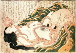 veiny:Katsushika Hokusai. The Dream of the Fisherman’s Wife. 1814. Woodblock print.