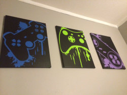 nerdsandgamersftw:  Video Game Controller Acyrilic Paintings By ControlFreakGameArt | Via Etsy