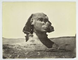 historicaltimes:  A man stands on the Sphinx, still covered up to its neck in sand. The full Sphinx wasn’t excavated until the late 1920s. 1867. via reddit