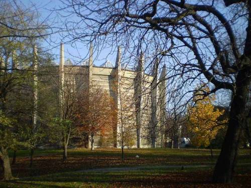 Autumn in Slowacki’s park in city Wroclaw, Poland, feat. Rotunda (a round building-museum with only 