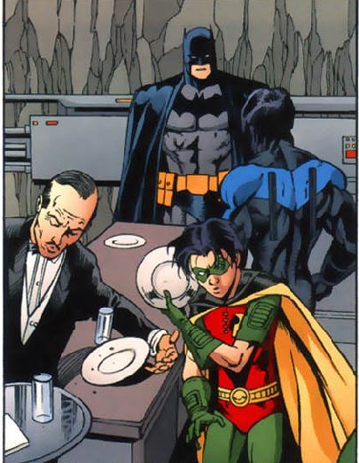The appropriate reaction to Batman and Nightwing about to start yelling at each other. (Gotham Knigh