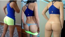 fitwithass:  Gym, thong, tanline.