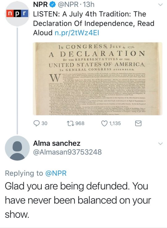 #1yrago Trumplings triggered by NPR's July 4 tweets of the Declaration of Independence