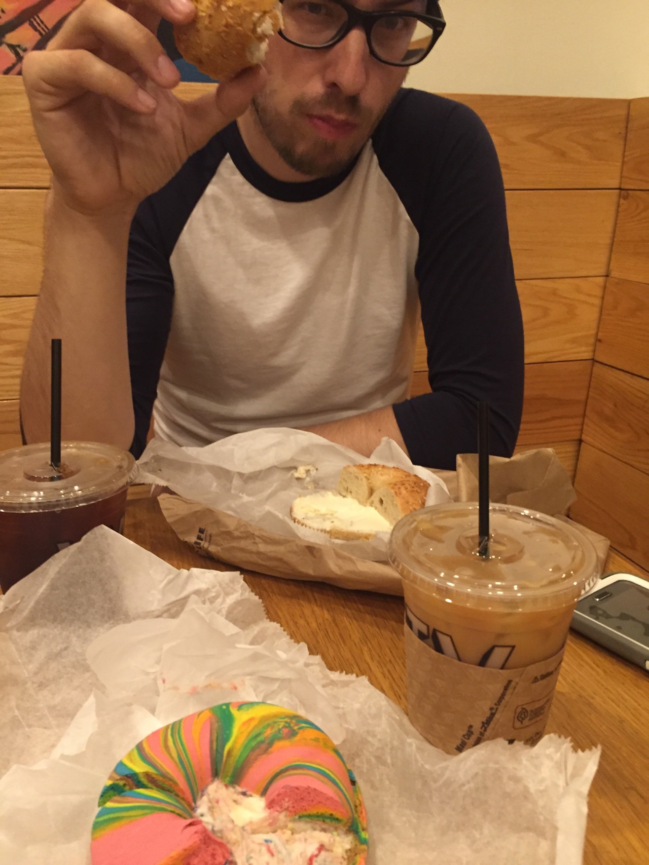 bbykittentoes:  Steve n I have been talkin bout these rainbow bagels since I met