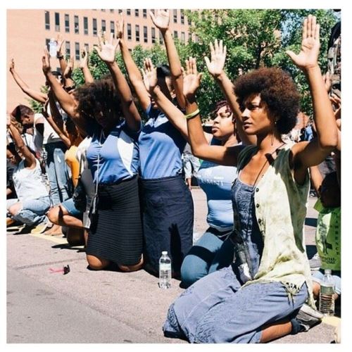 unapproachableblackchicks:  gradientlair:  naturalhairhow101:  She is Revolutionary naturalhairhow101  Powerful.  Reblog this homie, Ferguson October, women, activism, women of color, leadership, black women, justice, black lives matter 