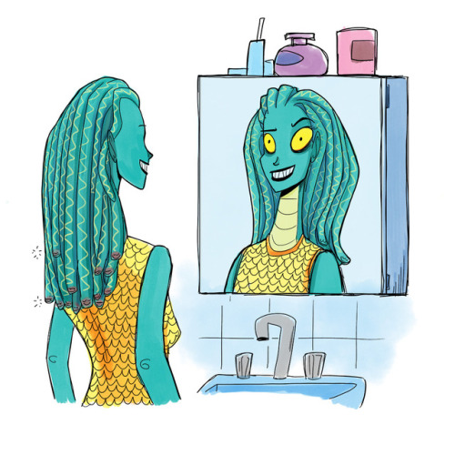 joshua-wright - Deborah Gorgon cures her morning hair with a...