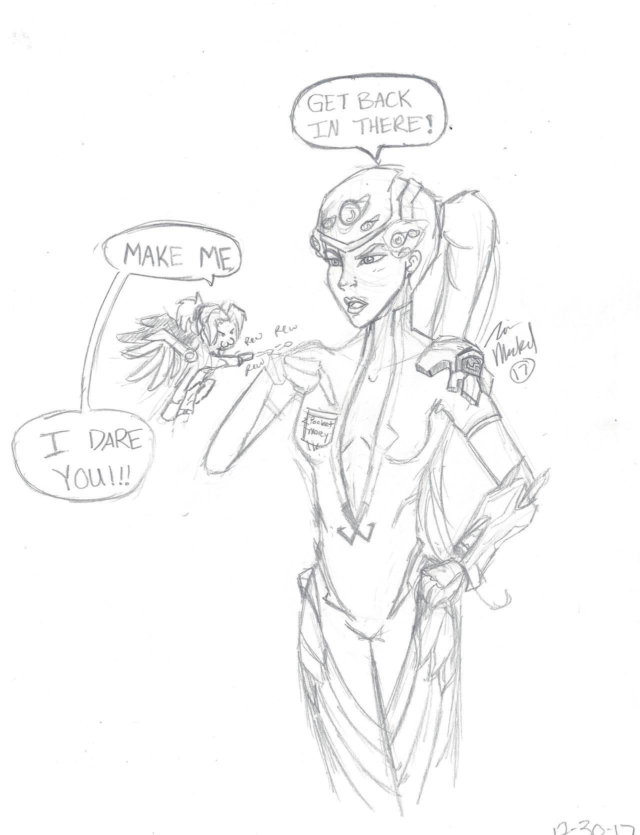 Choked on a Baguette — GET BACK IN THERE MERCY! Here's doodle of my...