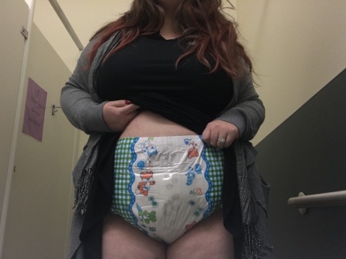 daddysmichevousprincess: Diapered at work like a good little girl..I don’t know where the litt