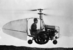 Jess Dixon in his flying automobile, c. 1940.