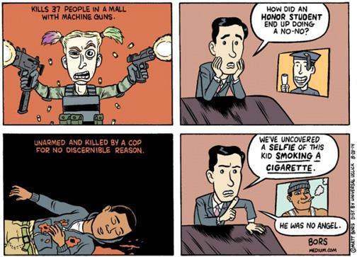 secondaryartifacts:  &ldquo;Fear of a black victim&rdquo; cartoon by Matt