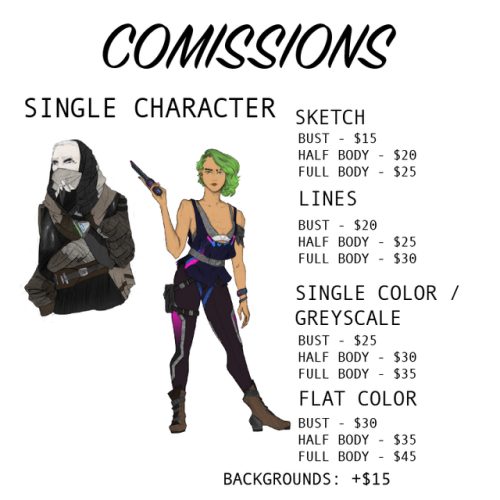 I’m opening commissions! I had some university fees come up that I need a bit of help with. Co