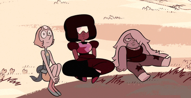 artemispanthar:  I love so much how, when given the opportunity to take a break to relax and feel good, Garnet, Amethyst, and Pearl choose to sit and watch the sunset together.