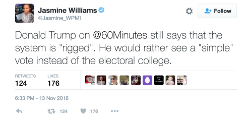 adurot:conspicuouslad:liberalshill:y’all, trump rEALLY didn’t want to be president Actually, this could work in our favor. Trump’s going to be president, but he could probably be convinced to get rid of the electoral college. It’s screwed us