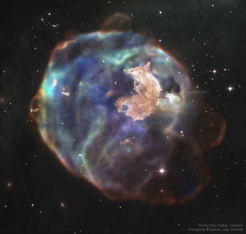 N63A: Supernova Remnant in Visible and X-ray : What has this supernova left behind? As little as 2,0