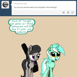 ask-canterlot-musicians:  Things might actually work out.  x3 D'aww~ Flustered Lyra ish so cuuuuute &lt;3
