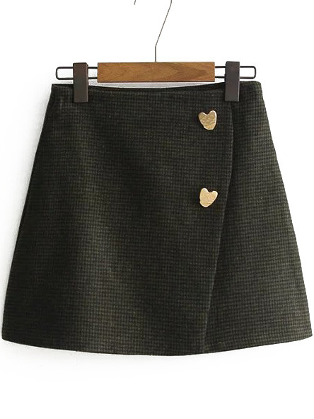 coquettefashion:  Heart Button Side Zipper Wrap Skirt