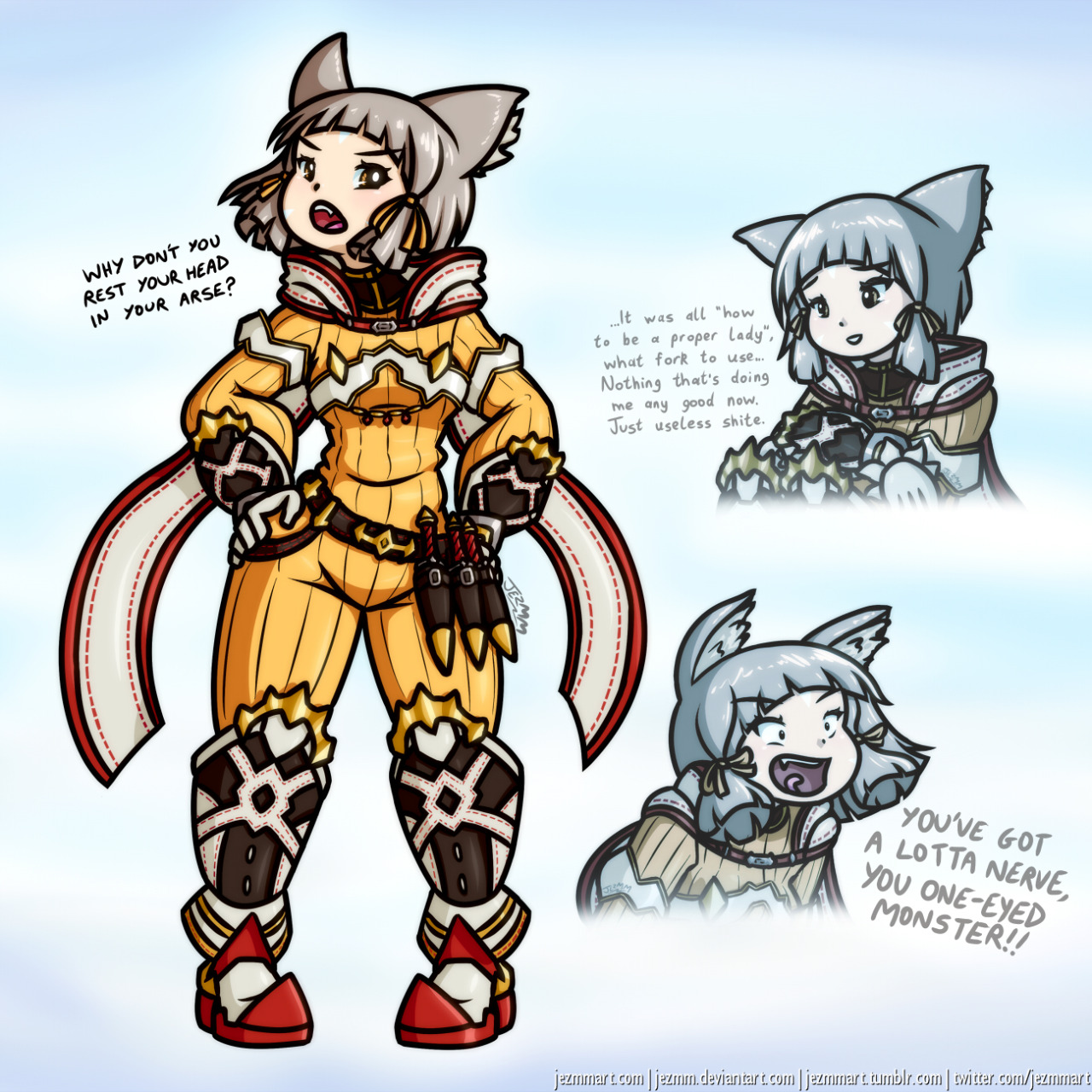 I liked the bit in the computer game where the cat girl was rude [Click/tap image to view best quality]  [More: Xenoblade | 