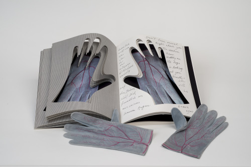 juju-be-art:Meret Oppenheim. “Gloves,” 1985. Two gloves: Screenprint on goat suede, hand-stitched. (