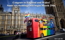 yourgutsforgarters:  paradiseharmony:  Do you understand what this means…….they can now legally be married.  As of one hour and thirty three minutes ago same sex marriage was legalised in my hometown, this makes me extremely happy. Well done Wales,