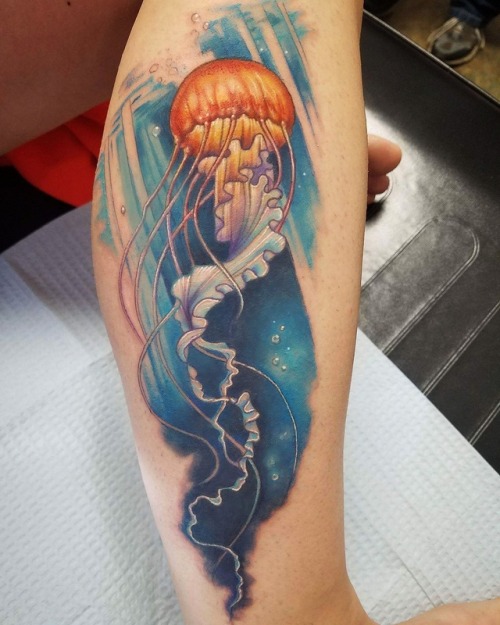 Jellyfish I tattooed on a friend of mine! Check out my Instagram for more of my tattoo work! Tattoos