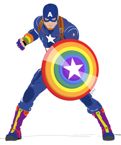 stevemadeart: Captain America fighting for the rights of the Lgbtqia. Happy Pride!