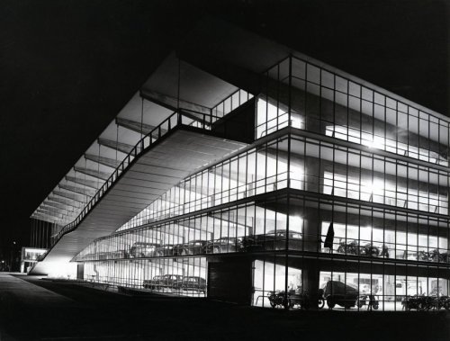 Paul Schneider-Esleben, Haniel Garage, 1950-53. Düsseldorf, Germany. Photo Rudolf Eimke, Exhibition 