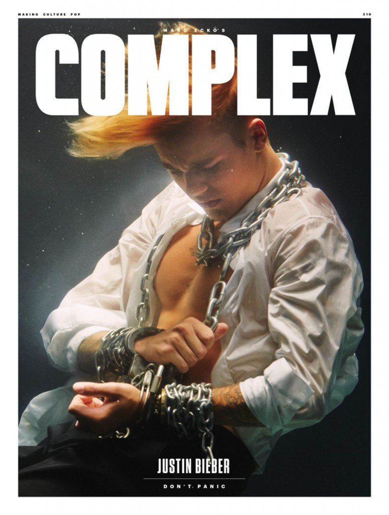 celebgosspb:    Singer @justinbieber gets chained up and submerged to cover Complex