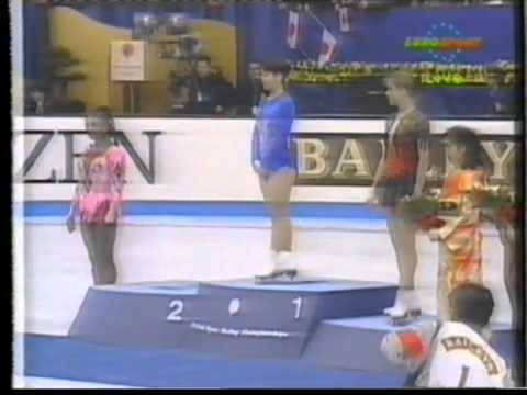 rejectedprincesses:  Surya Bonaly is the only female figure skater in history to do a backflip (a thoroughly illegal and dangerous move) – and in so doing, pioneered a move called a “Bonaly,” where one does a split in midair and lands on one foot.