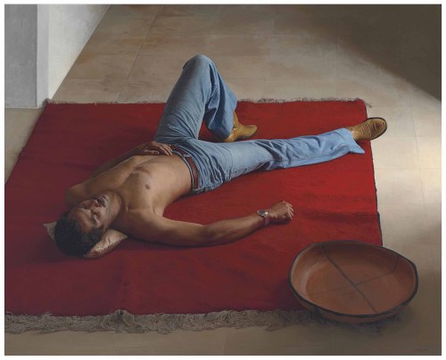 thunderstruck9: Claudio Bravo (Chilean, 1936-2011), Red Carpet, 1980. Oil on canvas, 131 x 163 cm.