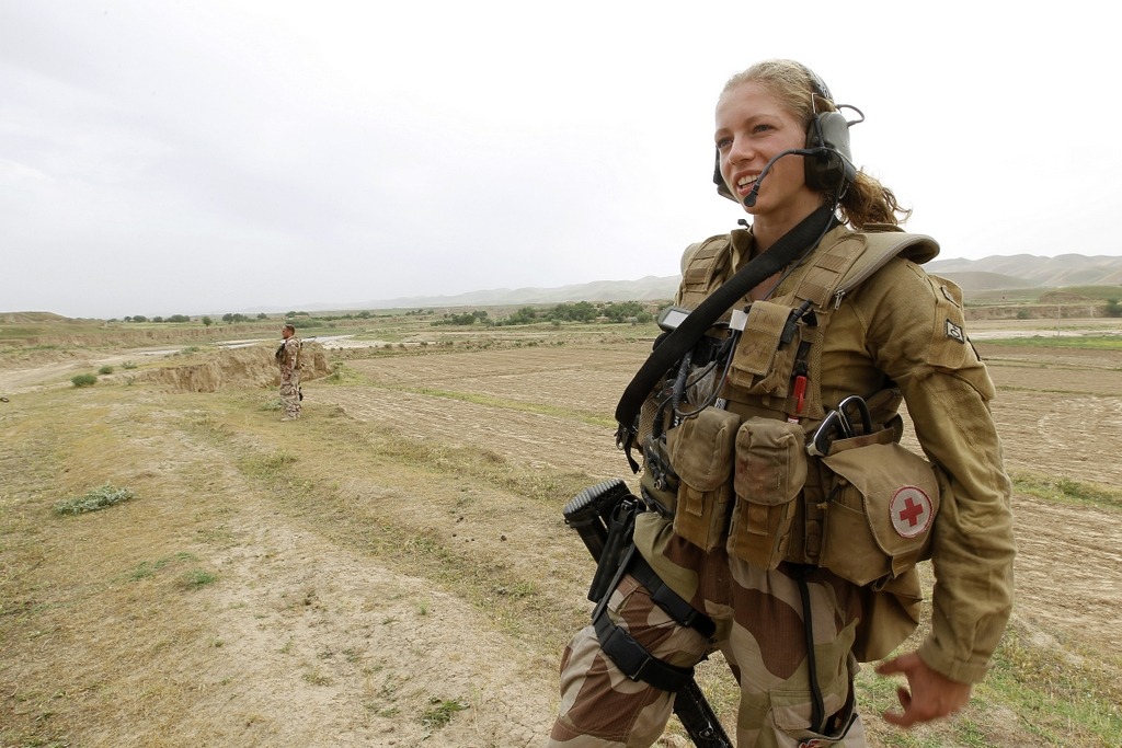  A female Norwegian soldier out on patrol in Afghanistan.  