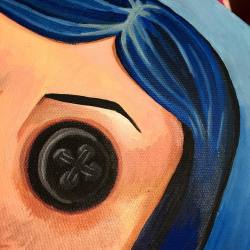 beckie0:  Last night, I painted (whilst recording a time lapse of) a buttoned Coraline! 🎨 