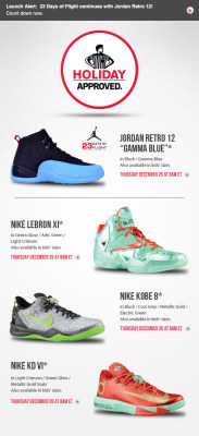 crispculture:  Release Reminder - Air Jordan 12 ‘Gamma Blue’ and Nike Christmas Pack On Sale at Footlocker - December 26th 8AM ET 