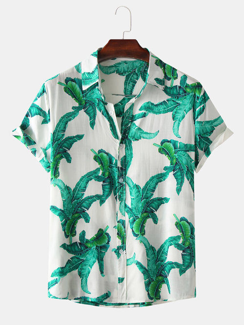 strangeavenueexpert:Summer Avocado Flower Leaf Plant Print Summer Shirts And Floral BlousesCheck out