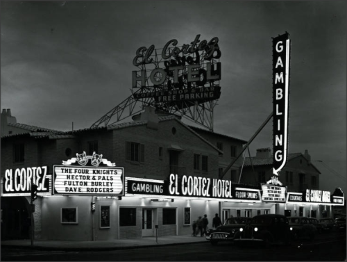El Cortez Hotel at night, 1950sLas Vegas, Nevada
