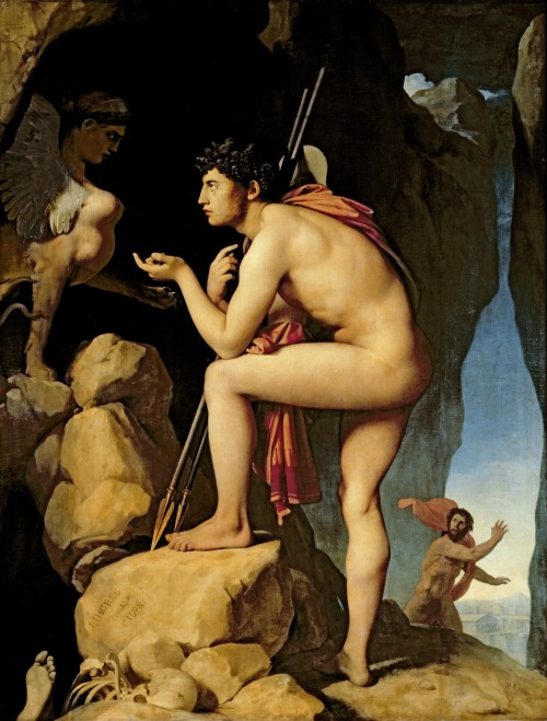 artistic-depictions: Oedipus and the Sphynx, Jean Dominique Ingres, 1808, oil on canvas