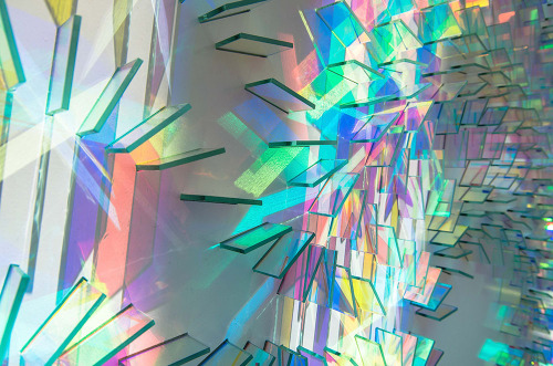 itscolossal:Dichroic Glass Installations by Chris Wood Reflect Light in a Rainbow of Color